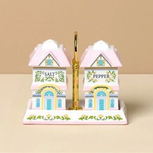 Charming 2025 LENOX Spice Village Pink and White Salt and Pepper Shaker Set